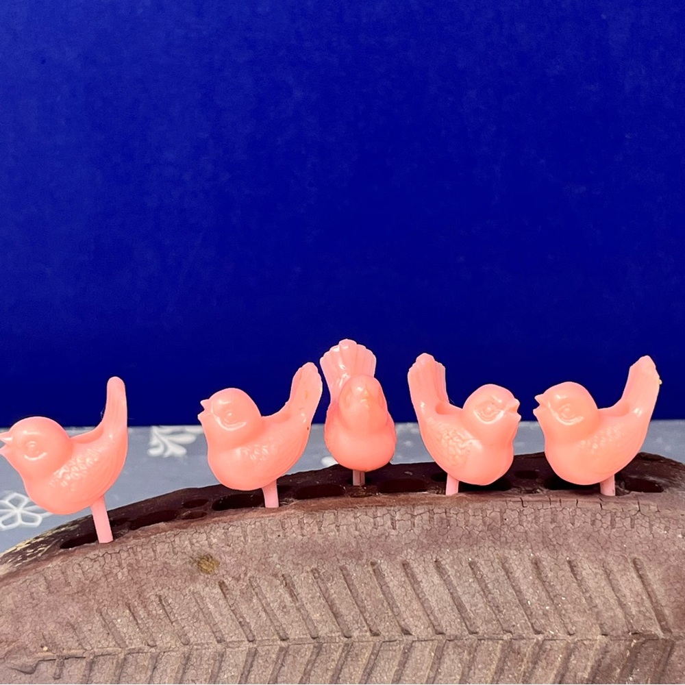 Vintage Pink Bird Cake Toppers Decorations